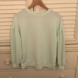 Rachel Zoe mint green, puff sleeve, pullover top